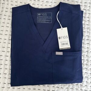 Figs Deep Blue V-Neck Scrub Top